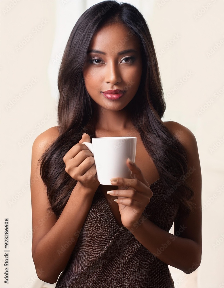 gorgeous young woman drinking coffee, AI generated gorgeous young woman drinking coffee, AI generated