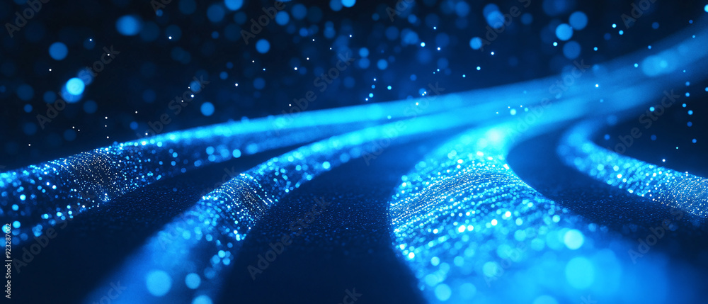Abstract Blue Glittering Lines with Bokeh Background Abstract Blue Glittering Lines with Bokeh Background
