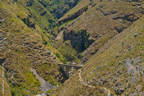 View of a serene and tranquil mountain valley at the Ali Pasha bridge in Gjirokastra photo