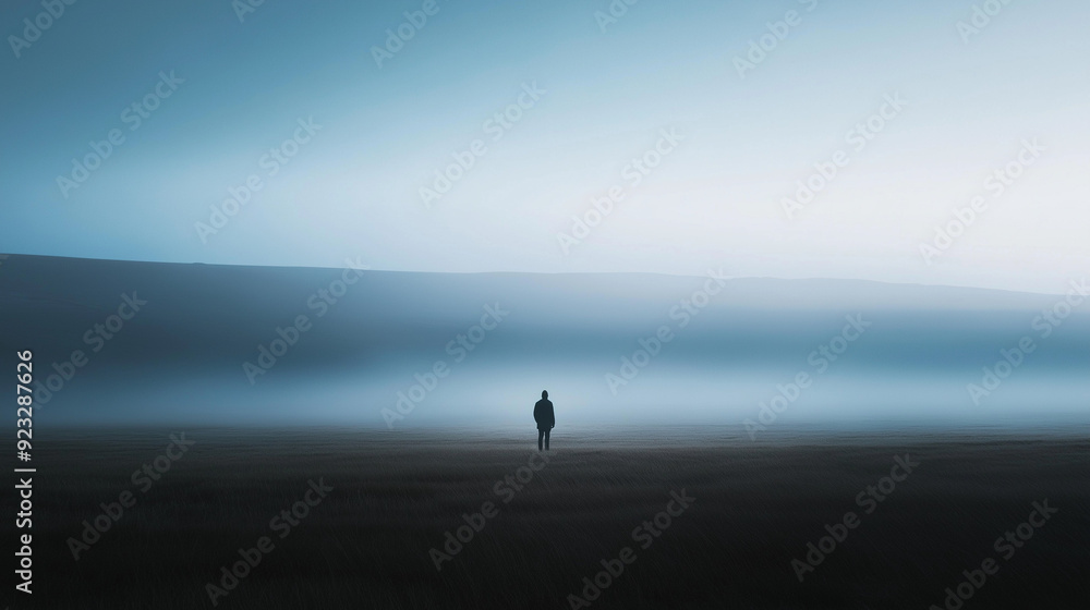 Fototapeta premium person with fog over the river