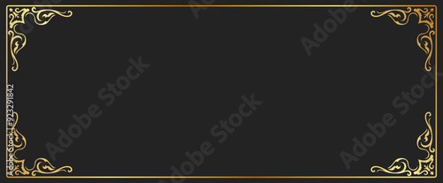 Vintage frame, Thai pattern frame, gold name plate on a black background.