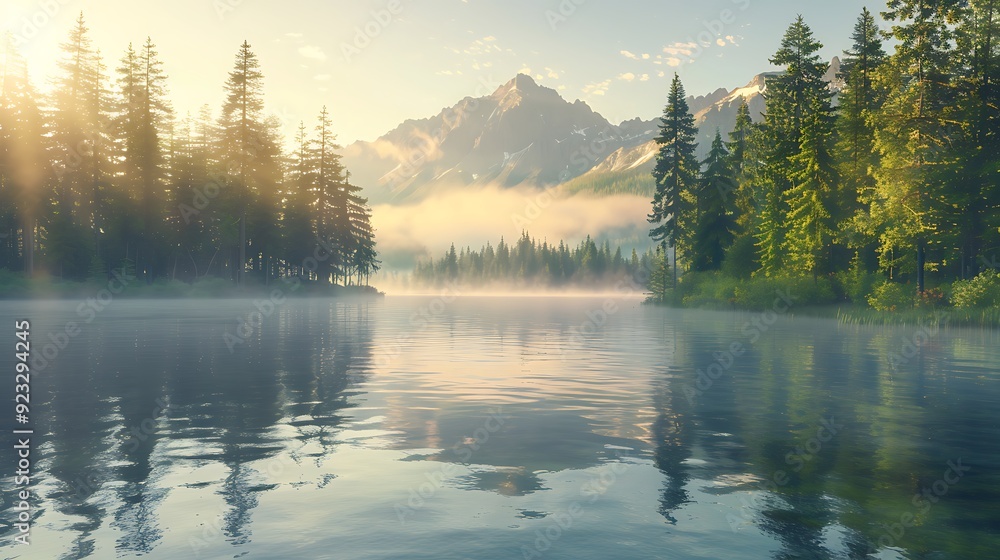 Misty Mountain Lake at Sunrise Misty Mountain Lake at Sunrise
