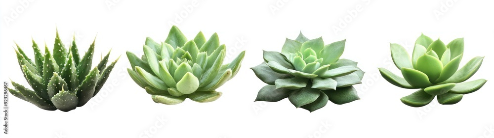 Four Succulent Plants Isolated on White Background Four Succulent Plants Isolated on White Background