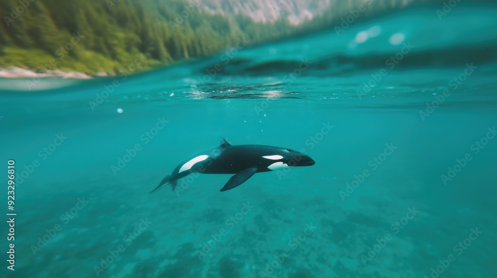 Obraz premium Majestic Orca Whale Near Ocean Surface