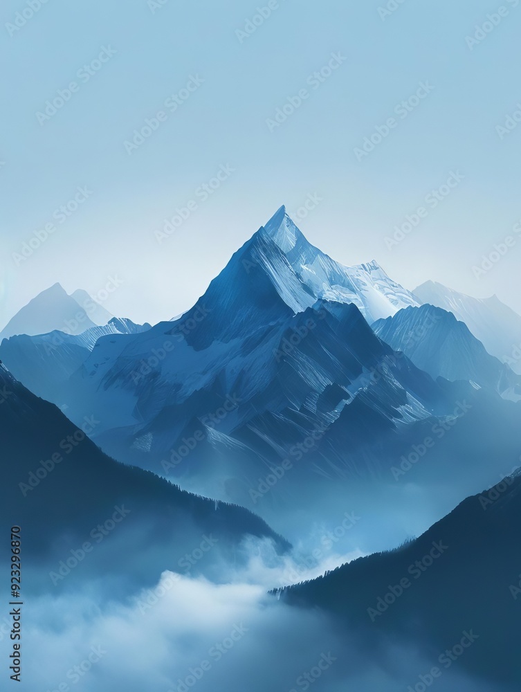 26 Minimalist mountain range with single peak bird's-eye view 26 Minimalist mountain range with single peak bird's-eye view