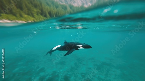 Majestic Orca Whale Near Ocean Surface