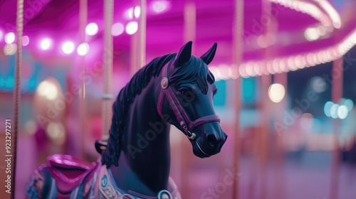 Carousel with Dramatic Nighttime Lighting