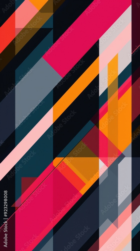 Colorful abstract design featuring sharp angles and intersecting lines in a dark setting Colorful abstract design featuring sharp angles and intersecting lines in a dark setting