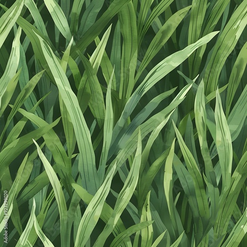 A seamless pattern inspired by a lush green grass landscape