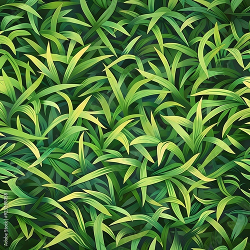 A seamless pattern inspired by a lush green grass landscape