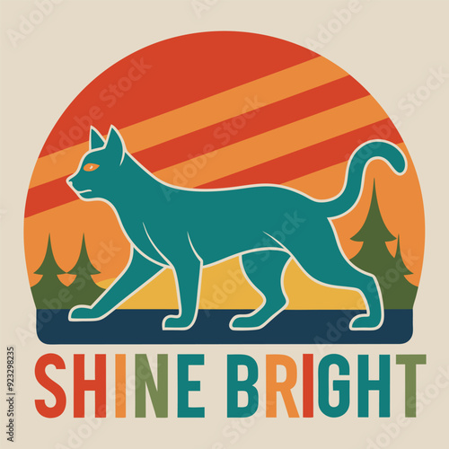 Cat custom typography shine bright text vector  photo