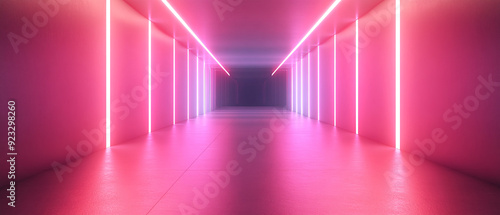 Futuristic Neon Corridor with Pink and Purple Lights