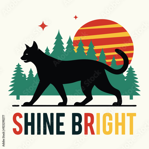 Cat custom typography shine bright text vector 