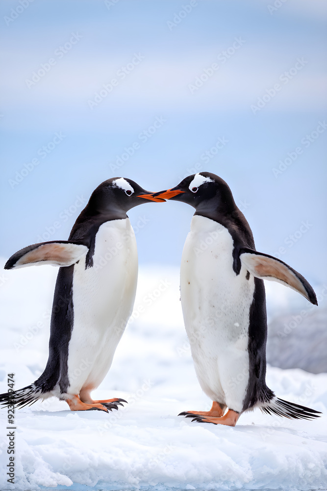 Fototapeta premium mating season for these Gentoo penguins on Booth Island, Antarctica