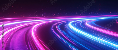 Abstract Neon Light Trails in Blue and Pink Colors