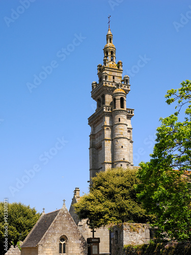 Bell tower of Roscoff parish church Our Lady of Croaz Batz from 16th century. Roscoff is a commune in the Finistère département of Brittany in northwestern France photo