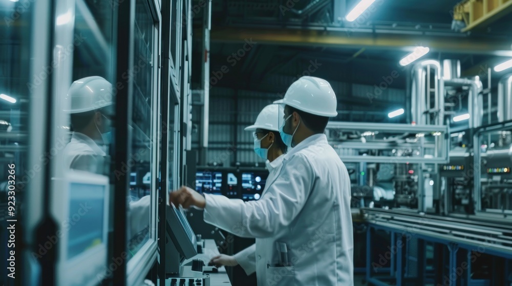 Factory Workers Monitoring Production Factory Workers Monitoring Production