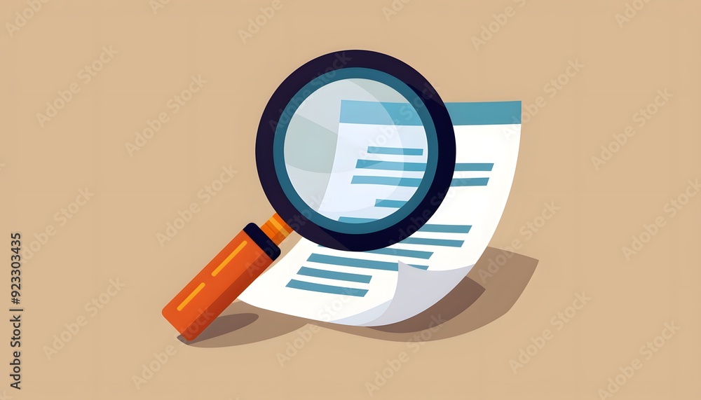Magnifying glass document file, job search analysis investigation research icon Magnifying glass document file, job search analysis investigation research icon