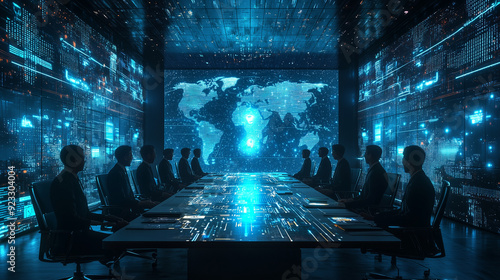 A high-tech boardroom where...
