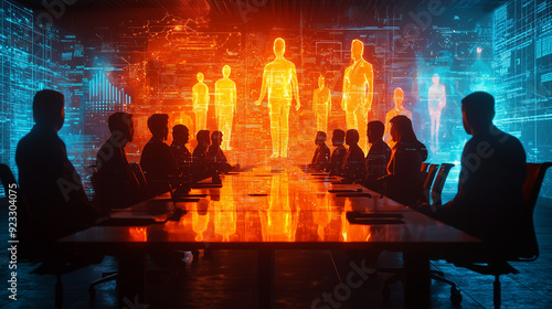 A high-tech boardroom where...