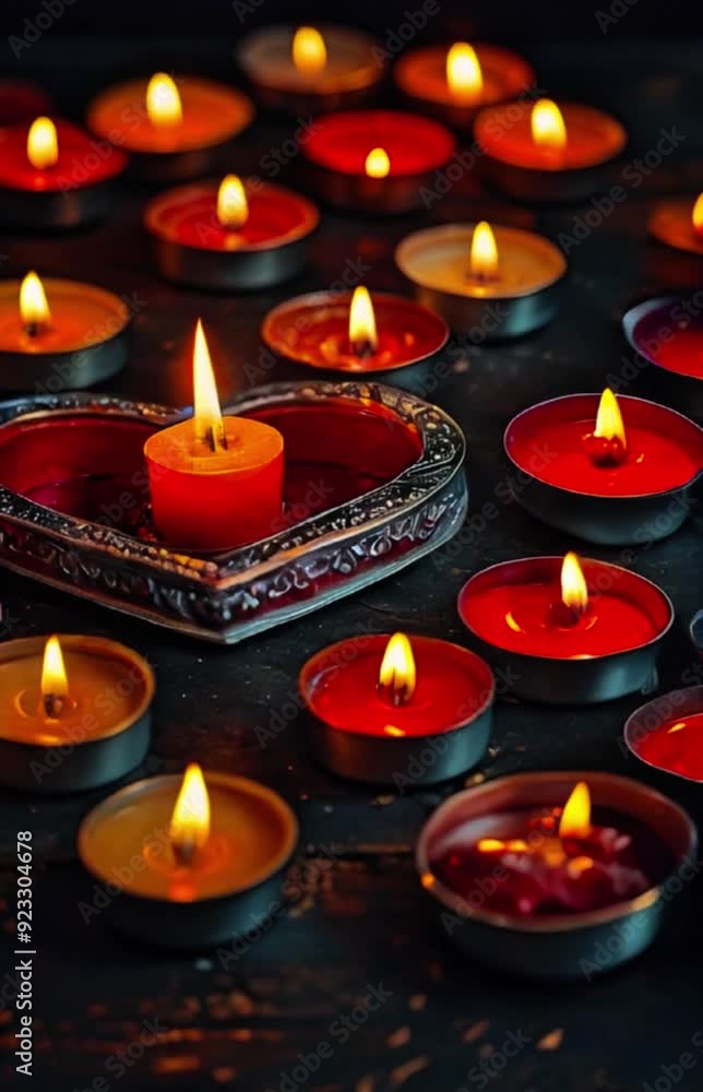 Red candles in the dark Indian culture Diwali Hindu ritual with lighting candles Generative AI Red candles in the dark Indian culture Diwali Hindu ritual with lighting candles Generative AI