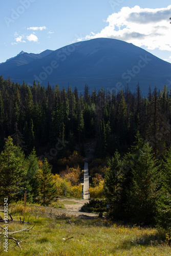 Wooden bridge to cross the five lakes of Canada. photo