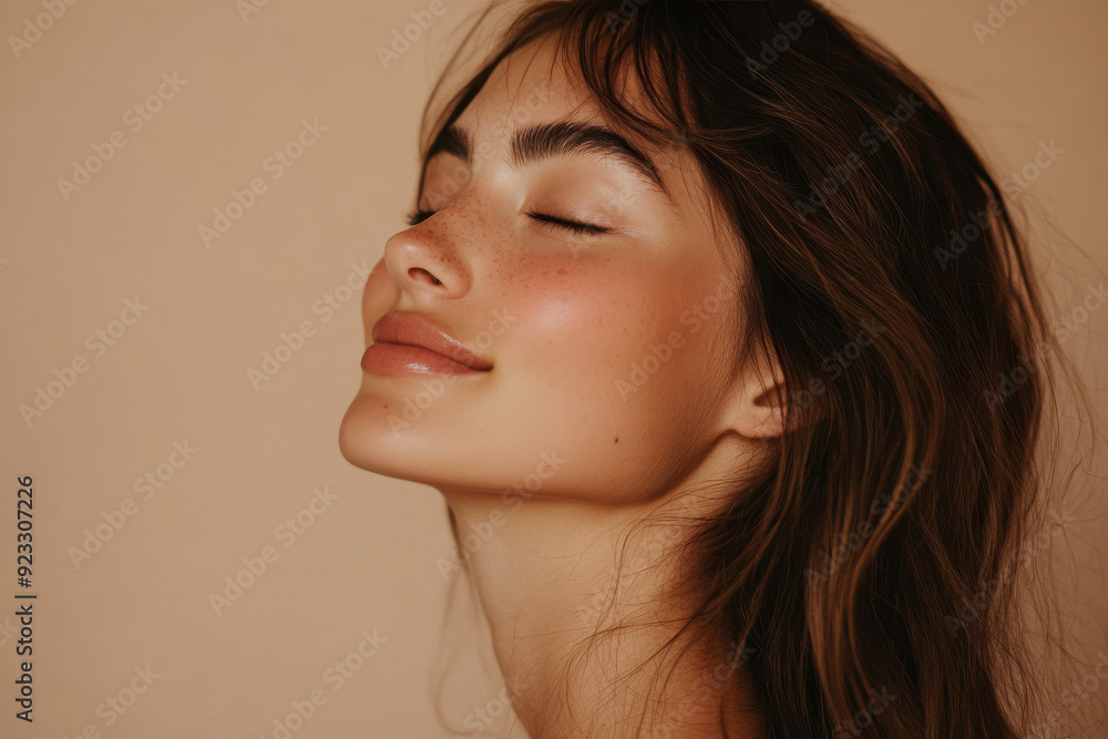 A close up of a woman's face with her eyes closed A close up of a woman's face with her eyes closed