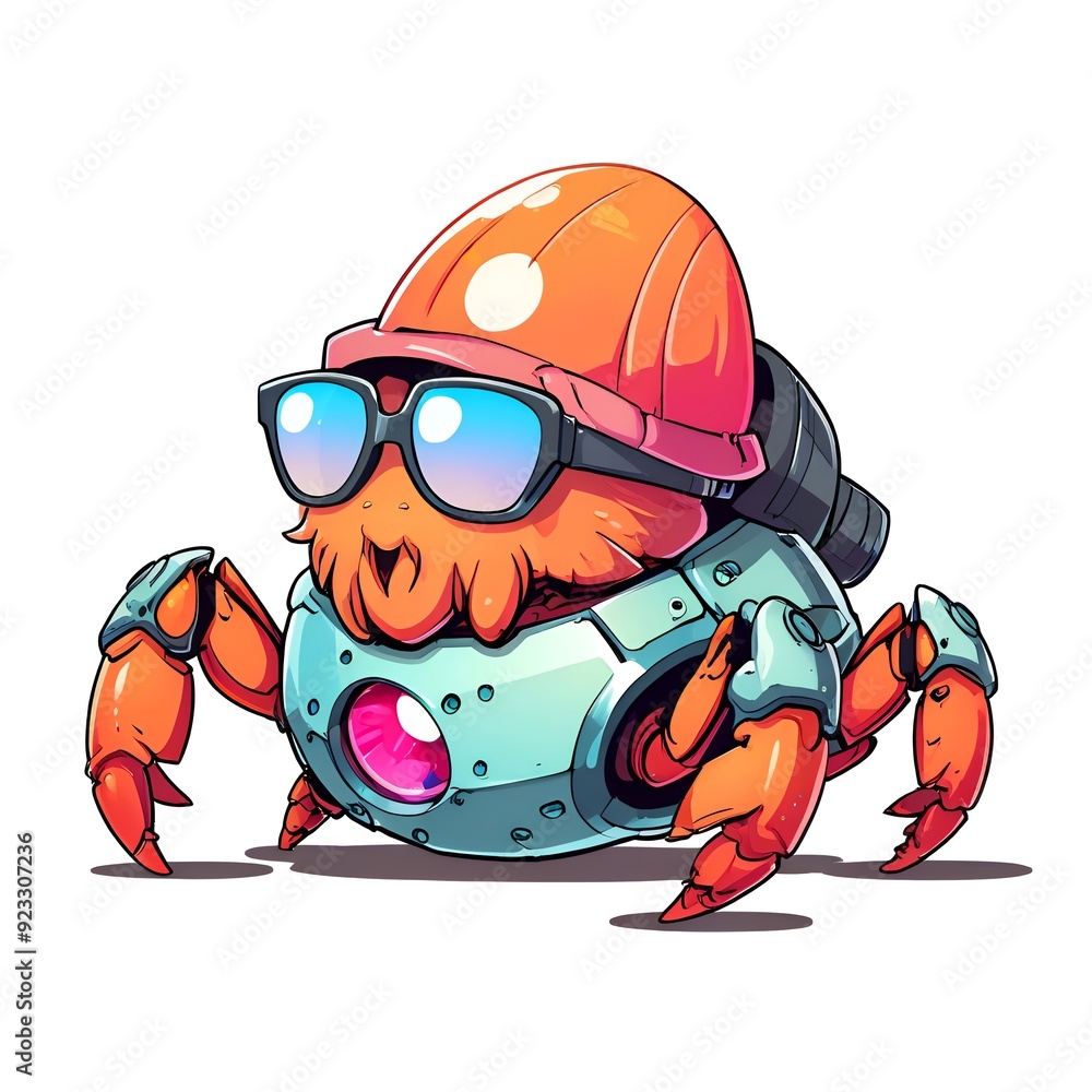 Cute Cartoon Crab Robot with Sunglasses Cute Cartoon Crab Robot with Sunglasses