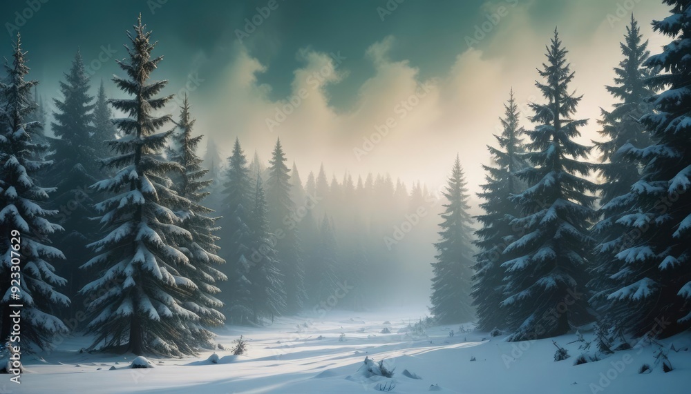 merry christmas background with a serene winter forest, tall pine trees covered in snow, and a soft golden glow from the setting sun, copy space in the foreground, high detail, ai merry christmas background with a serene winter forest, tall pine trees covered in snow, and a soft golden glow from the setting sun, copy space in the foreground, high detail, ai