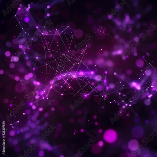 abstract purple background with glowing particles and bokeh. 3d rendering