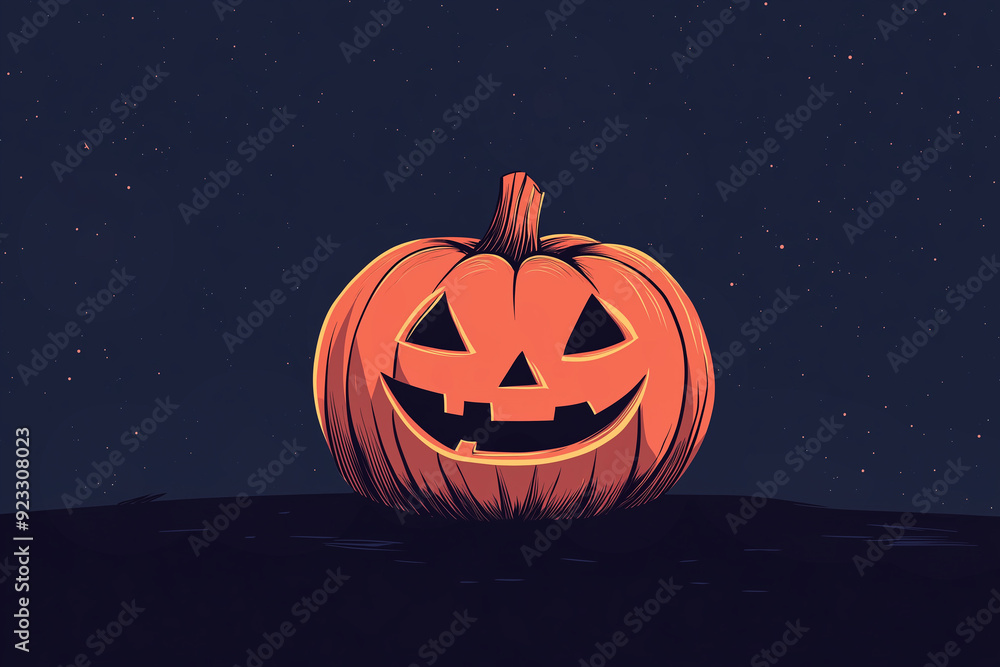 Halloween pumpkin isolated on black background, copy space, modern simple flat design illustration Halloween pumpkin isolated on black background, copy space, modern simple flat design illustration