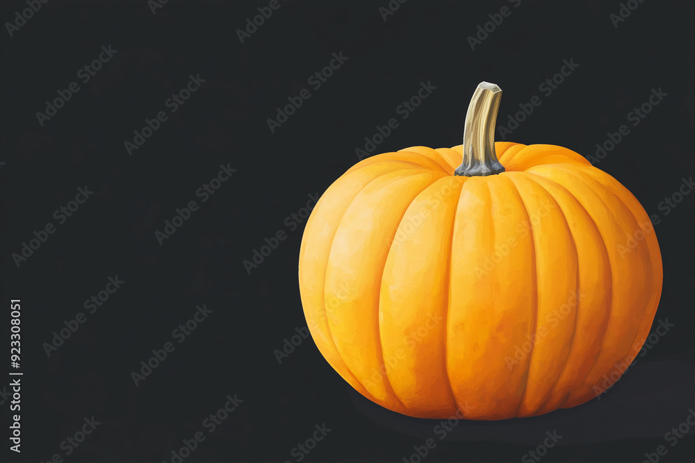 Halloween pumpkin isolated on black background, copy space, modern simple flat design illustration Halloween pumpkin isolated on black background, copy space, modern simple flat design illustration