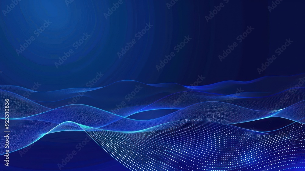 Abstract Blue Wave Pattern with Glowing Lights Abstract Blue Wave Pattern with Glowing Lights