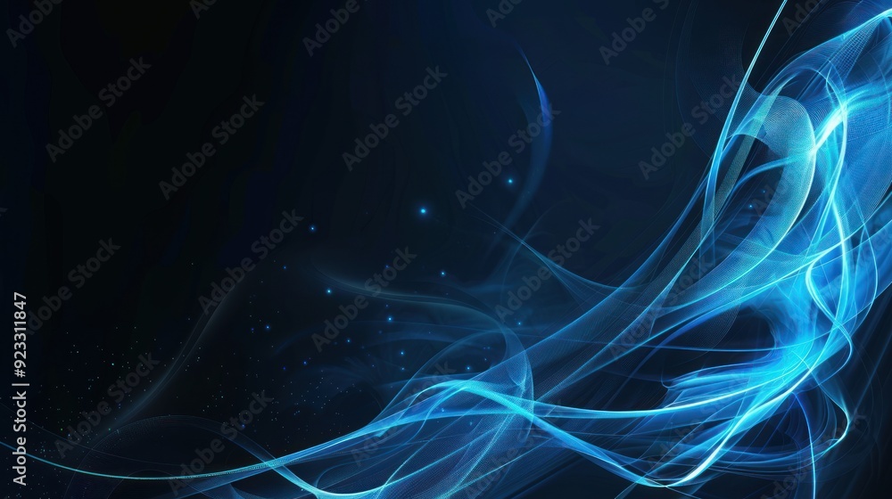 Abstract Blue Swirls on Black Background Abstract Blue Swirls on Black Background
