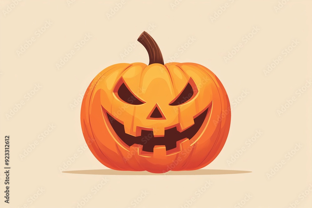 Halloween pumpkin isolated on beige background, copy space, modern simple flat design illustration Halloween pumpkin isolated on beige background, copy space, modern simple flat design illustration