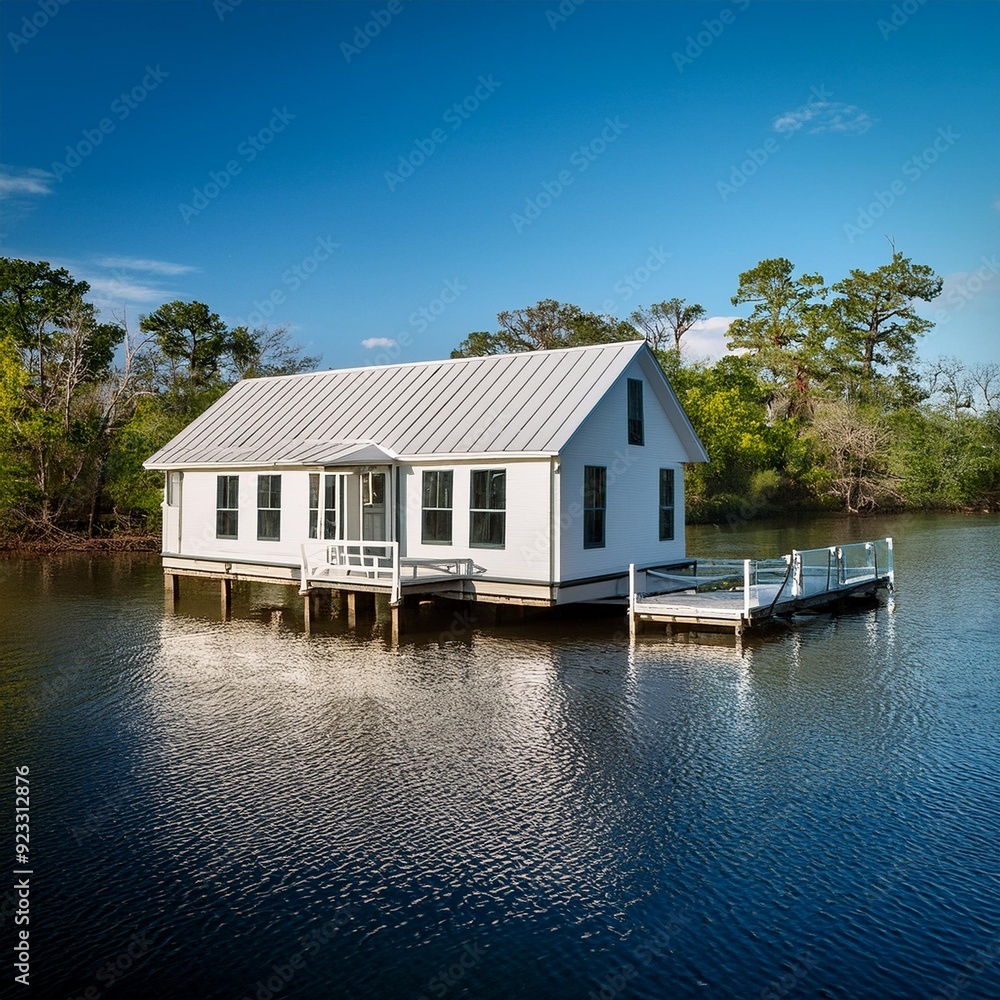 Mississippi floating house, AI generated Mississippi floating house, AI generated