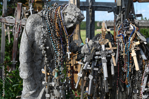 Siauliai, Lithuania - July 22, 2024: Hill of Crosses (Kryziu kalnas). .Hill of Crosses is a major site of Catholic pilgrimage in Lithuania. photo