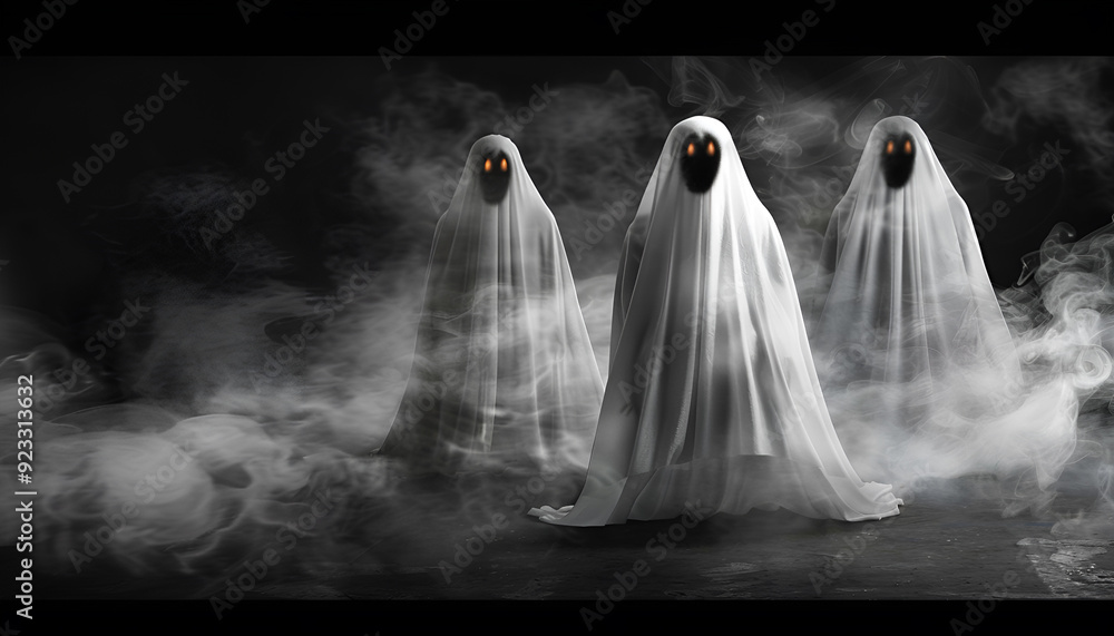 Ghost in a sheet floating in the air Ghost in a sheet floating in the air