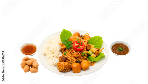 Variety of Filipino food dishes isolated with white highlights, png photo