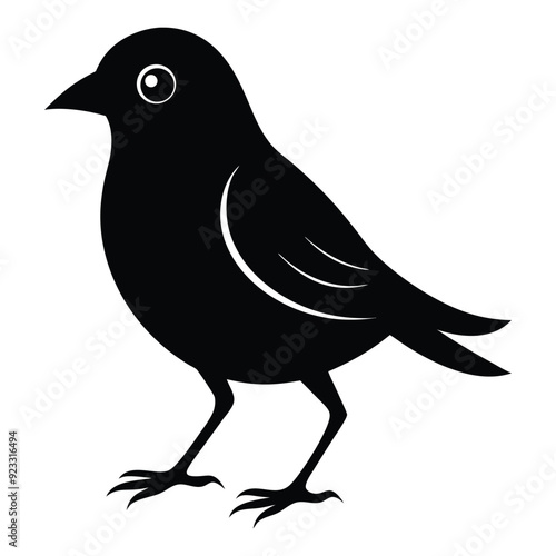 Illustration of Finch silhouette on white