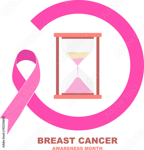 Breast cancer awareness. Pink ribbon curve in circle shape. Breast cancer awareness month concept vector illustration. Vector, designer illustration.