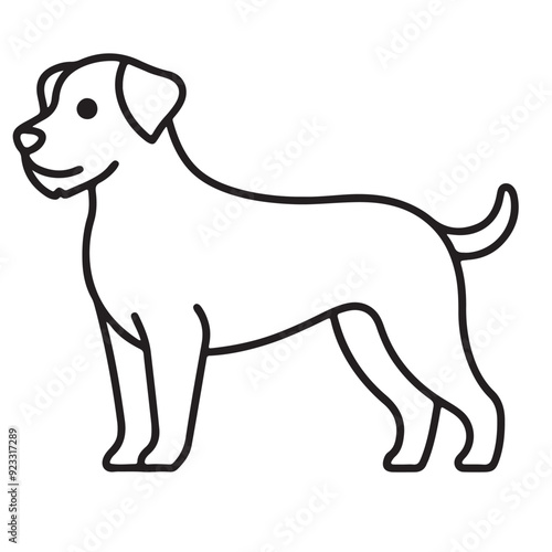 Black outline illustration of a dog's profile facing left on a white background.