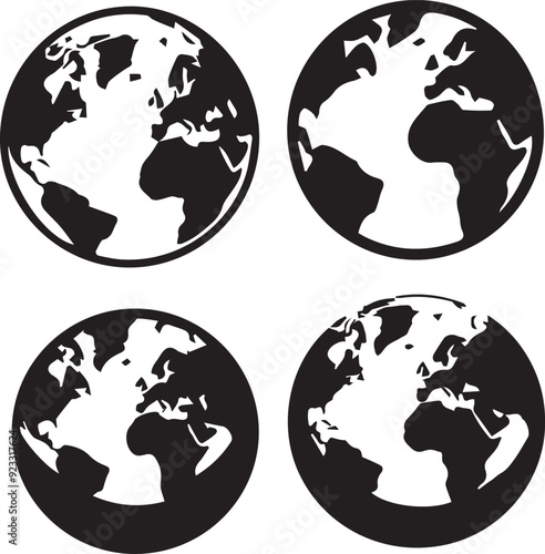 Foto silhouette of clean vector Globe isolated on white background