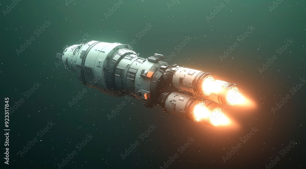 Futuristic Spaceship Launching into Space Futuristic Spaceship Launching into Space