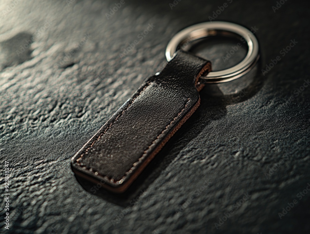Leather Keychain on Table Leather Keychain on Table