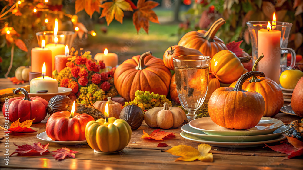 Warm and Cozy Autumn Table Setting - Autumn Thanksgiving Setting Warm and Cozy Autumn Table Setting - Autumn Thanksgiving Setting
