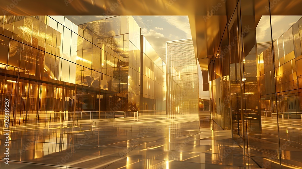 Gleaming Cityscape with modern architecture reflected in glass buildings. Gleaming Cityscape with modern architecture reflected in glass buildings.