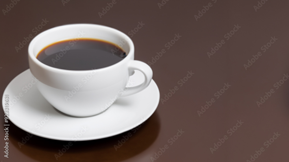 A cup of coffee on a table panorama view. A cup of coffee on a table panorama view.