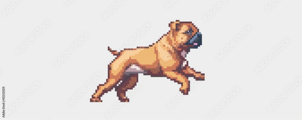 Pixel art of a playful dog prancing, showcasing a whimsical and animated character. Perfect for retro-themed projects. Pixel art of a playful dog prancing, showcasing a whimsical and animated character. Perfect for retro-themed projects.