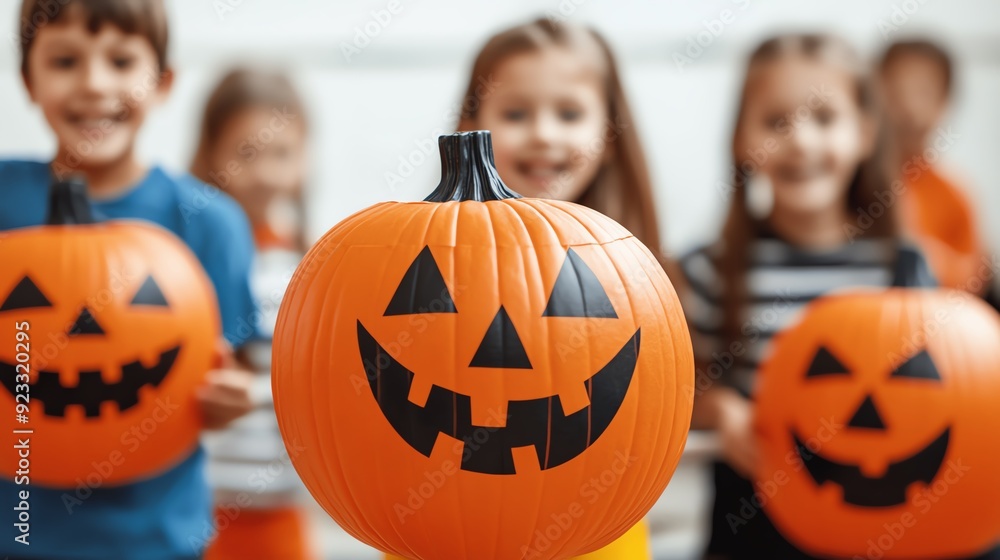 Children playing Halloween-themed games at a community event Children playing Halloween-themed games at a community event
